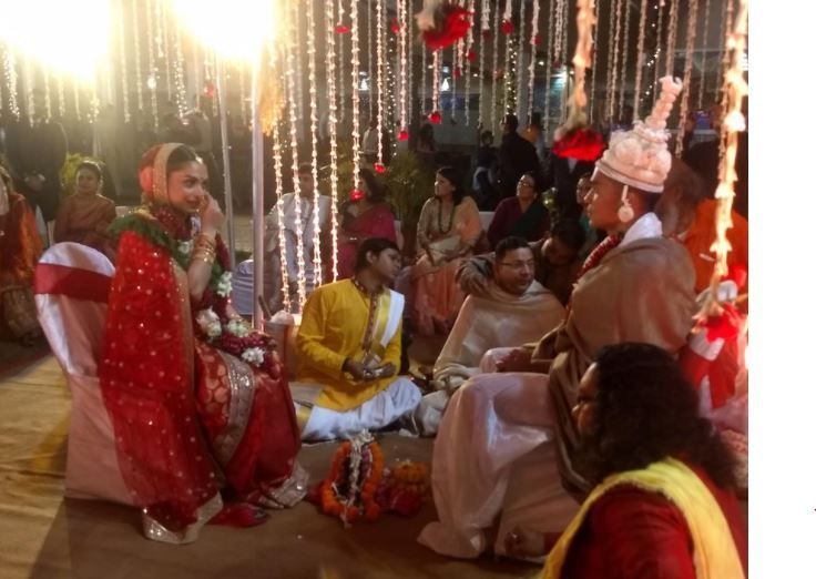 Sunil Chhetri and Sonam Bhattacharya during the wedding ceremony. (Photo: Twitter)