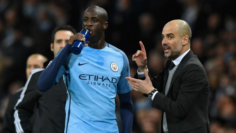 Yaya Toure and Pep Guardiola - cropped