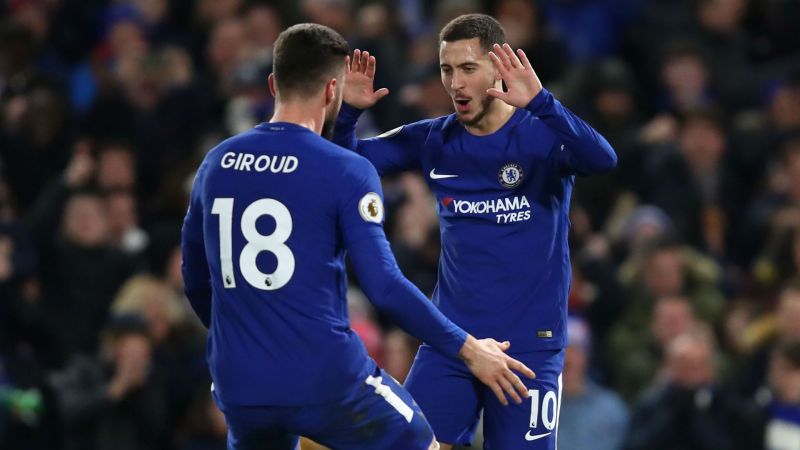 Olivier Giroud and Eden Hazard - cropped