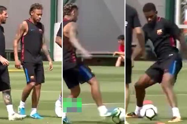 Neymar slides it through Semedo's legs