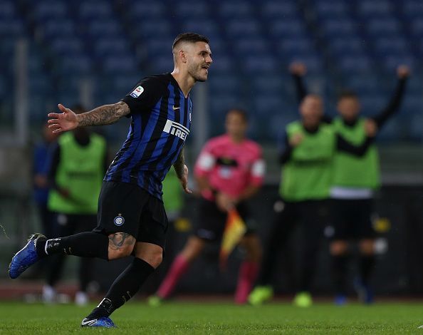 Icardi melanjutkan performa mencetak golnya dengan dua gol melawan Lazio