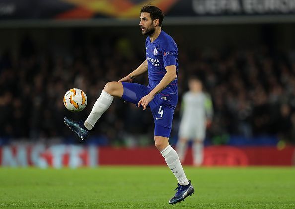 Fabregas in action for Chelsea in the Europa League