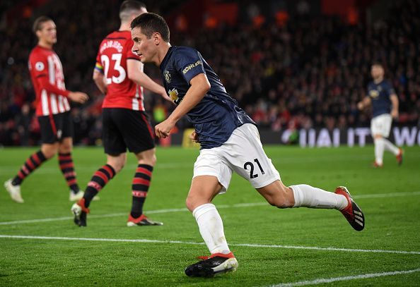 Herrera celebrates his equaliser during a frenetic affair on the south Coast