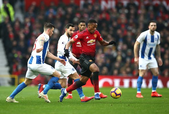 Martial was a constant nuisance for Brighton's backline to deal with, marauding forward with vigor