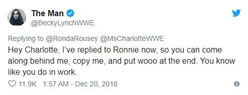   Becky goes to Charlotte after destroying Ronda on Twitter 