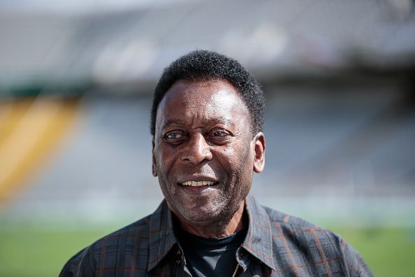 Soccer Legend Pele Visits Olympic Stadium In Barcelona
