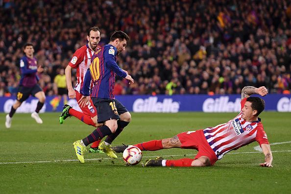 Despite Gimenez's best efforts, Messi was able to apply the finishing touch