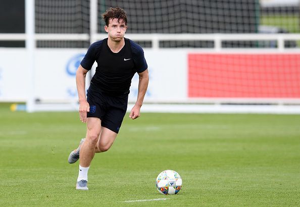 Ben Chilwell training with England's team.