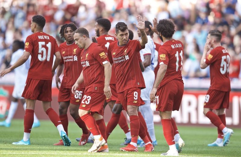 Firmino celebrates with Salah after his equaliser set the tone in Liverpool's final pre-season friendly of 2019