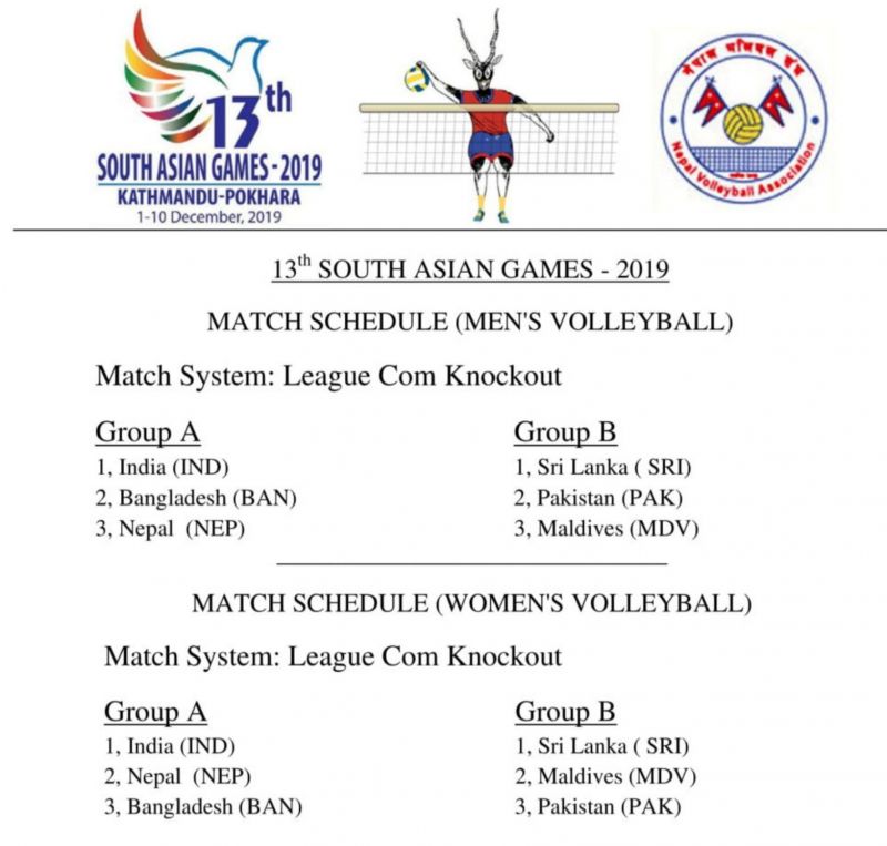 South Asian Games 2019 Volleyball Full Schedule Dates And Group