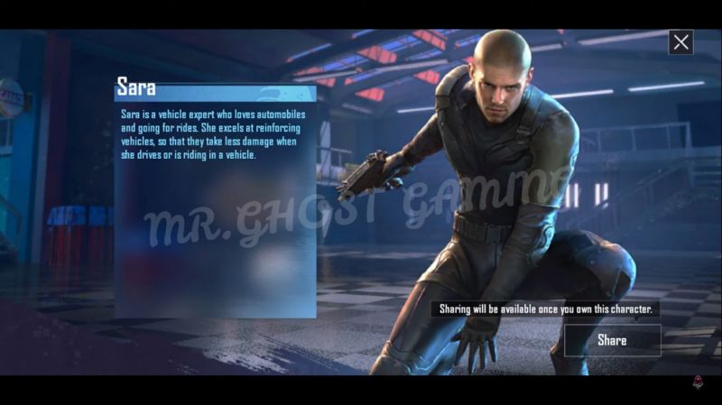 PUBG Mobile's new female character Sara's description (Image: Mr Ghost Gaming, YouTube)
