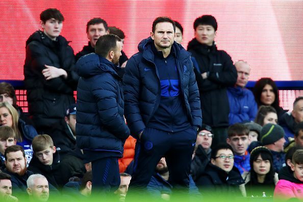 Lampard cut a dejected figure while Everton ran riot against a sorrowful Chelsea defence