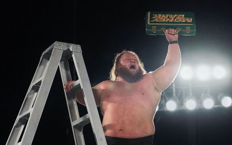 Otis reacts to winning the Money In The Bank Ladder match at WWE