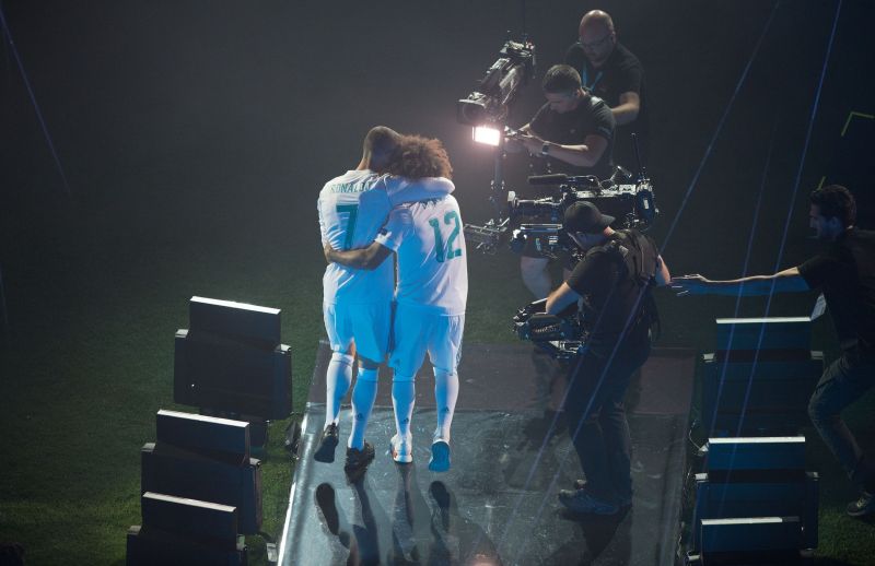 Ronaldo and Marcelo celebrating after Real
