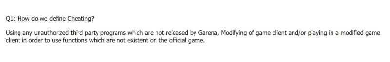 Use of modified game client will be considered as cheating
