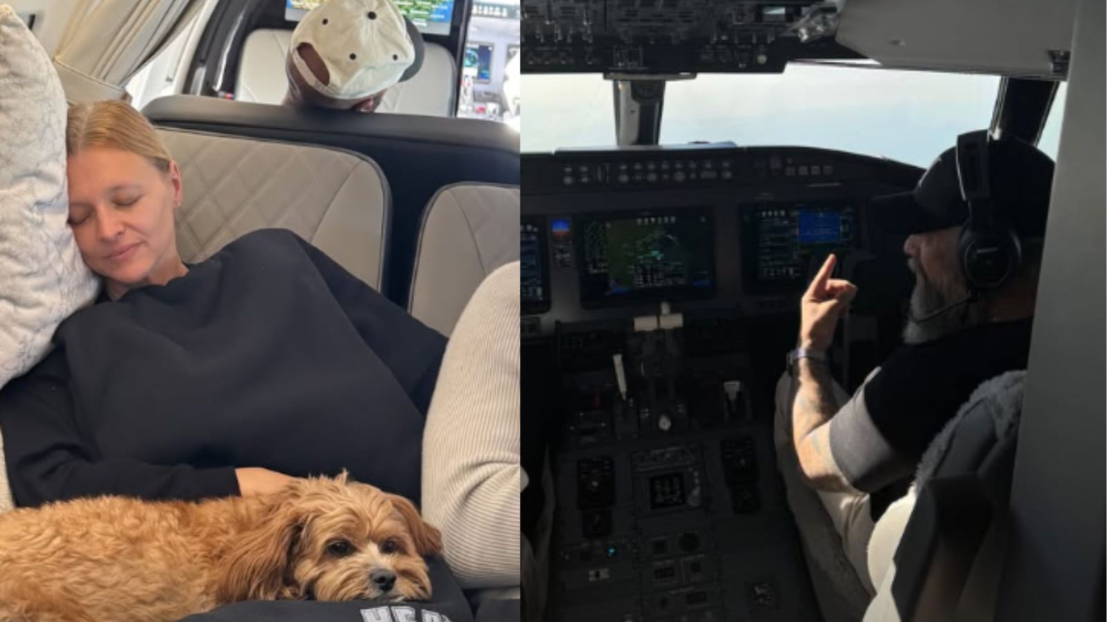 Leon Draisaitl's wife Celeste drops 2-word reaction to her dad Rob playing co-pilot on their Toronto-Edmonton private jet