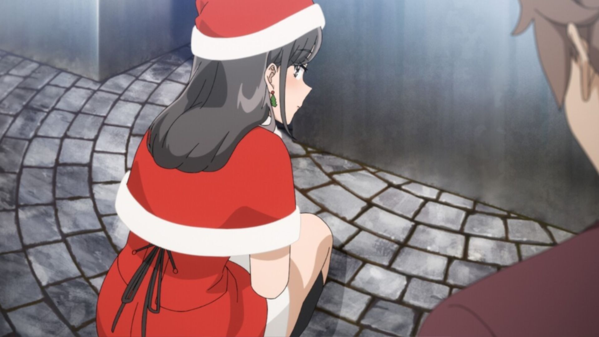 Miniskirt Santa as seen in Rascal Does Not Dream of Santa Claus (Image via CloverWorks)