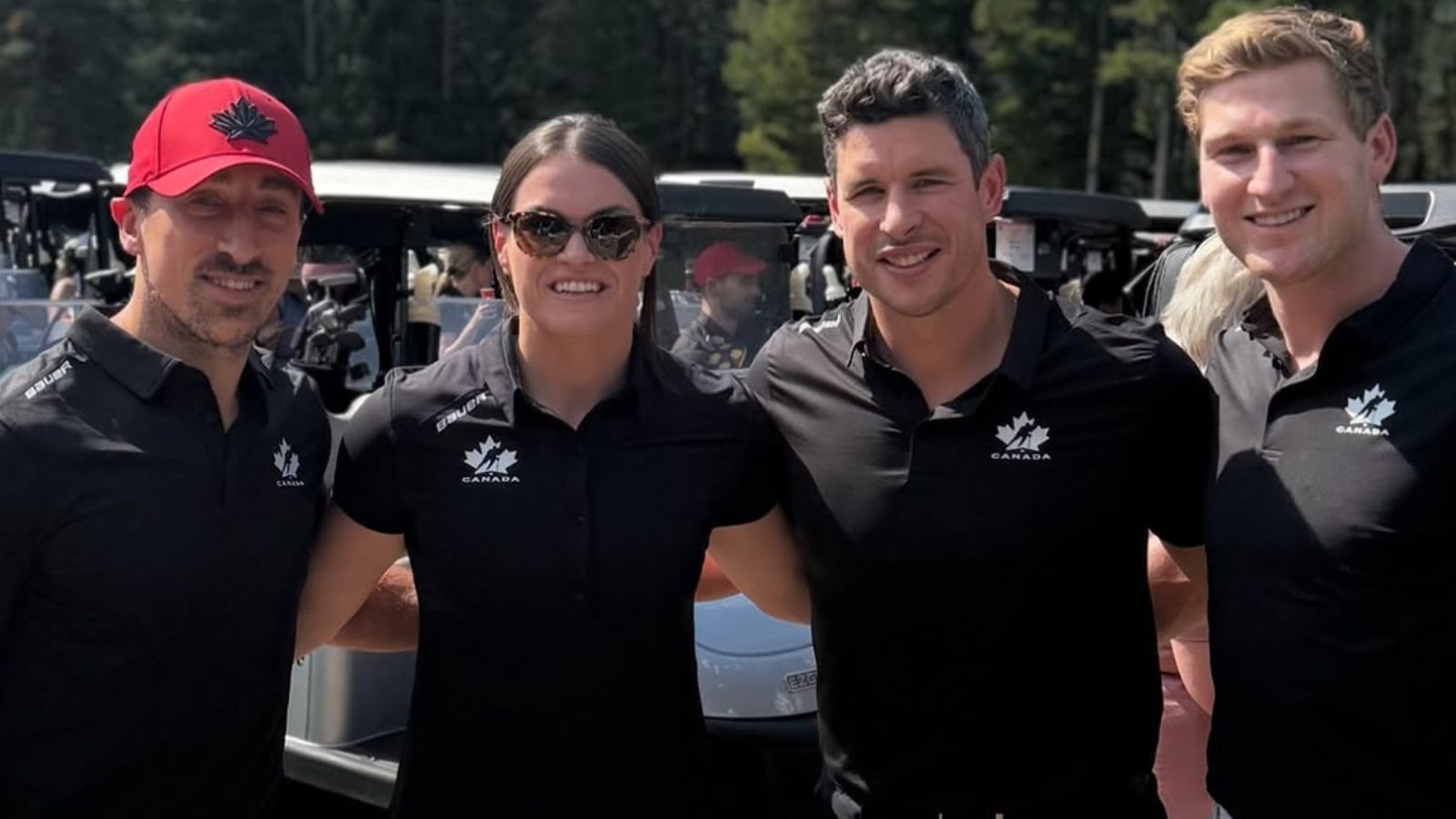 Nova Scotians Sidney Crosby, Nate MacKinnon & Brad Marchand link up with PWHL Sceptres' Blayre Turnbull at Hockey Canada golfing session