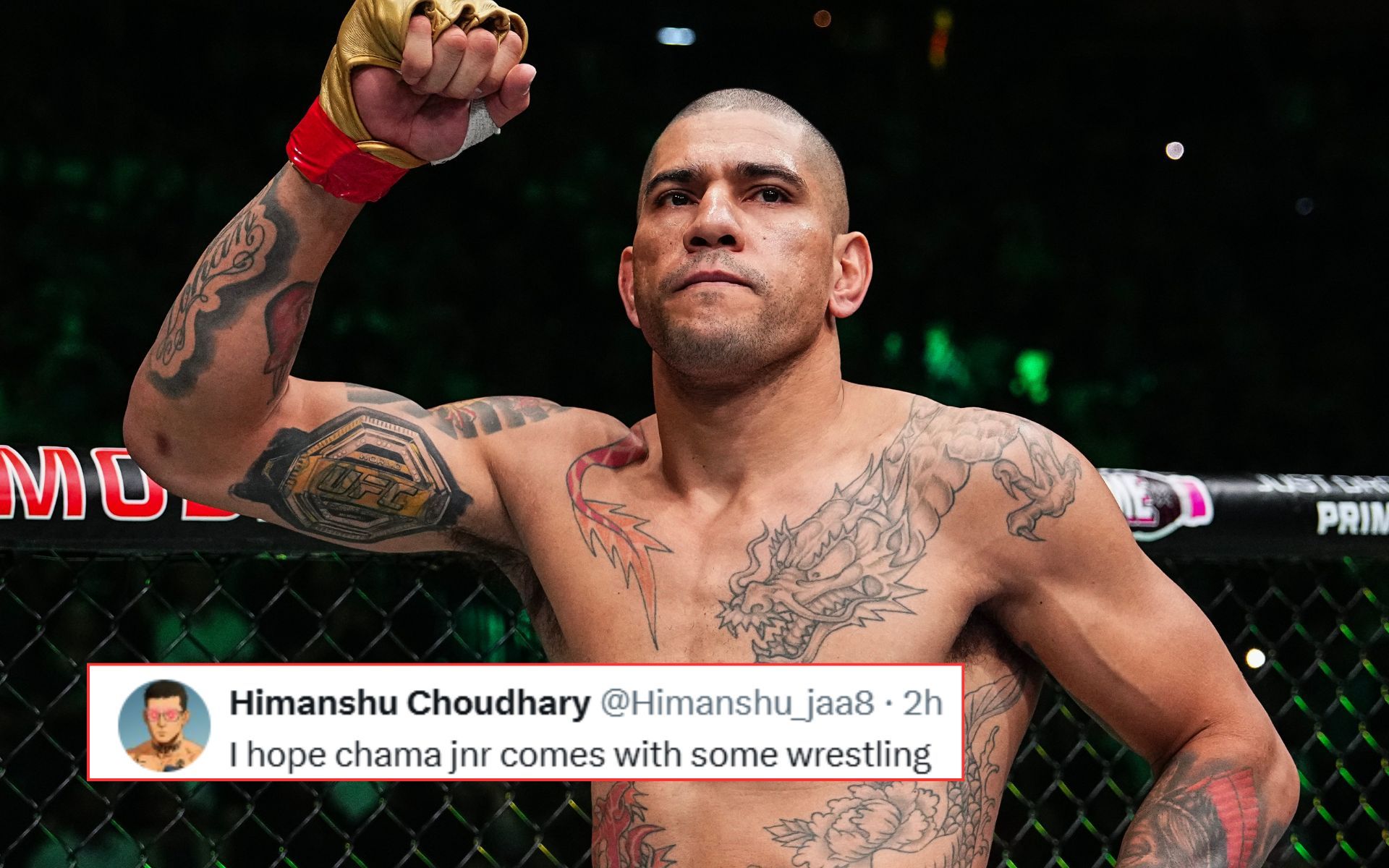 "Alex kid vs. Izzy kid" - Fans react as Alex Pereira's son shows off mouthpiece with UFC 400 logo 