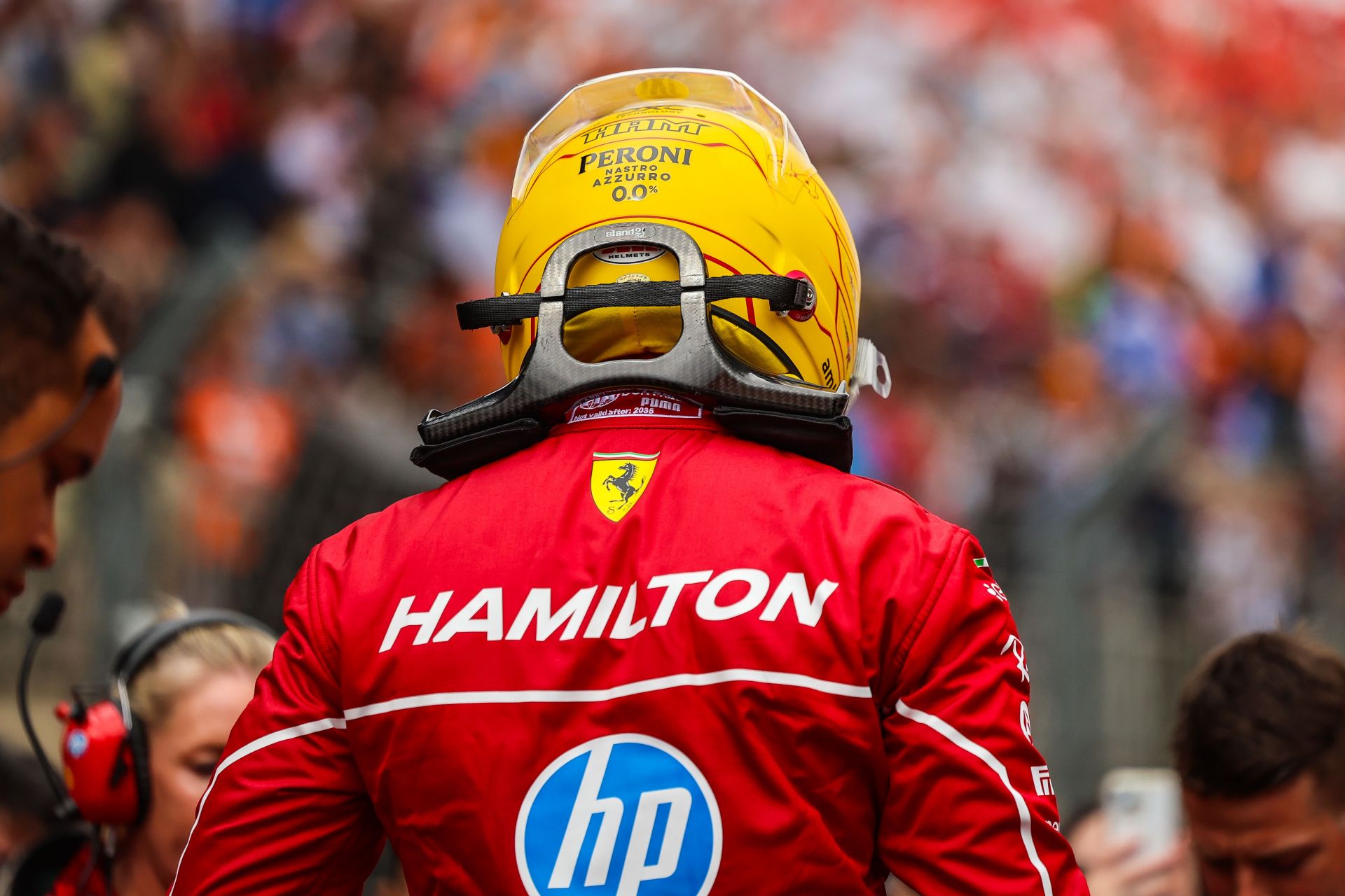 Lewis Hamilton reacts to his race-ending crash during the F1 Dutch GP