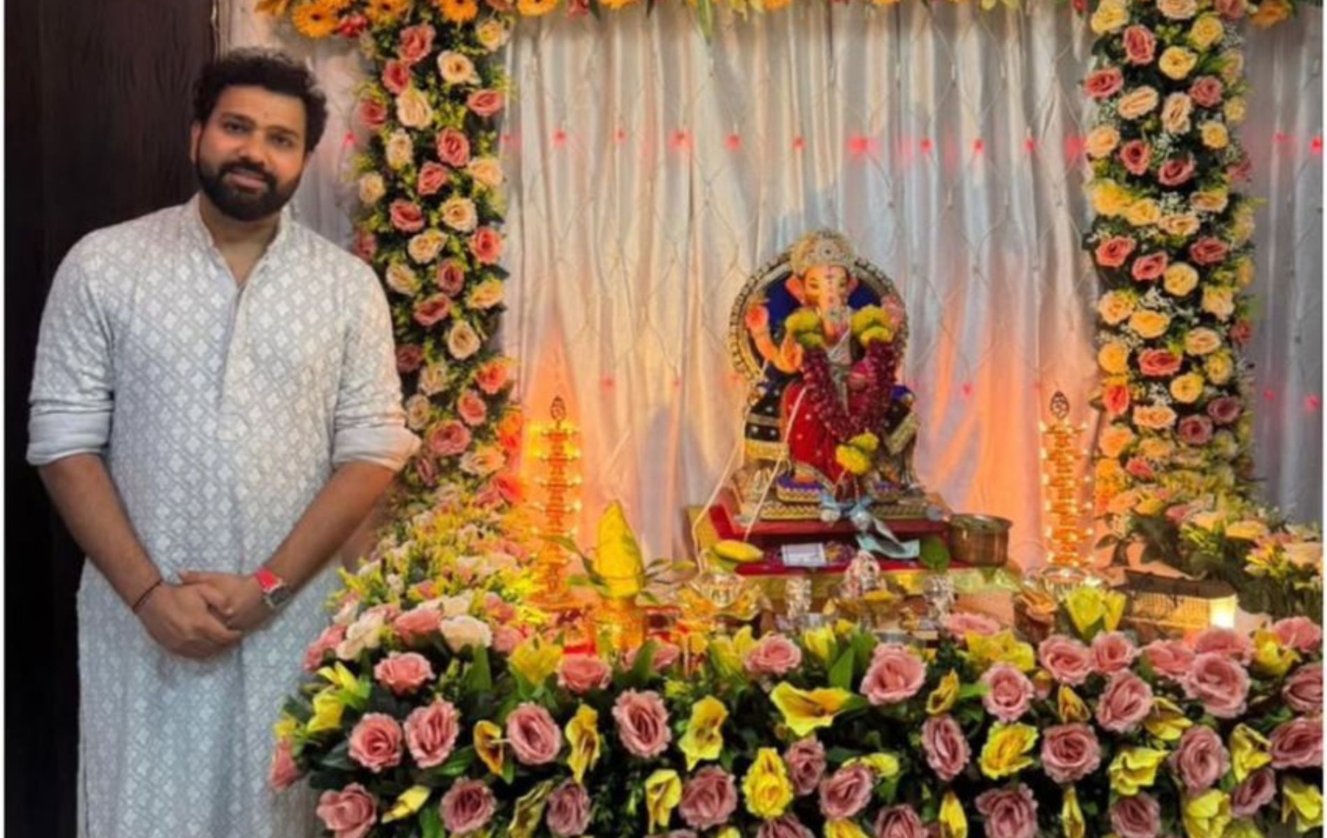 Rohit Sharma celebrates 2025 Ganesh Chaturthi with parents, brother & extended family [In Pictures]