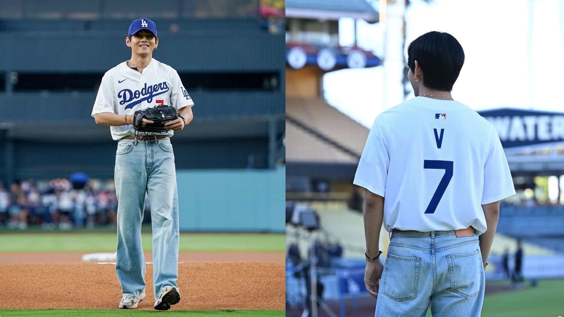 “This is so cute”: Fans in awe over BTS’ Taehyung’s calm fries-eating moment while managers scramble to protect him from a flying ball at Dodgers game