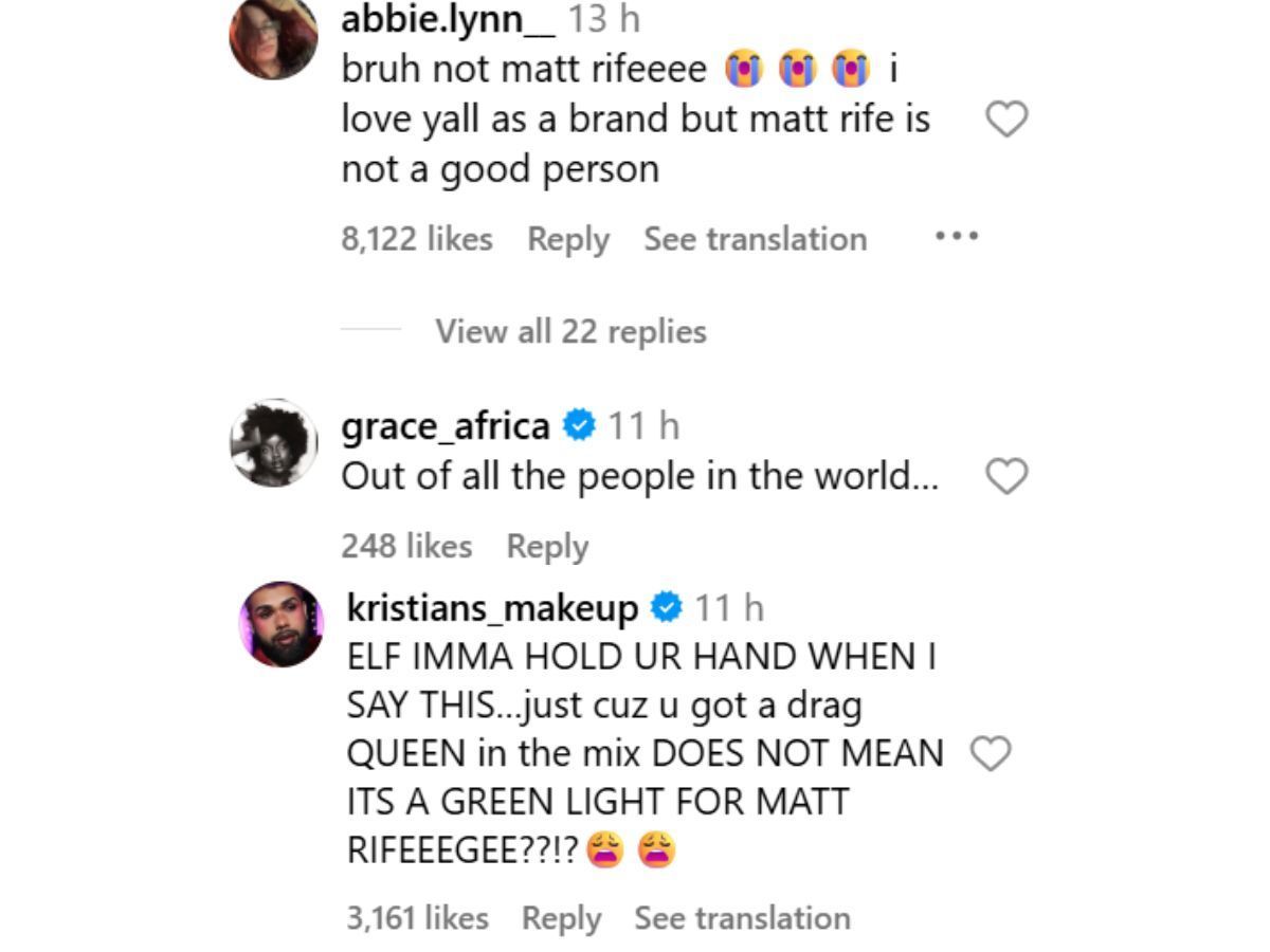 Netizens discussing Matt Rife's new ad. (Photo: Instagram/@elfcosmetics)