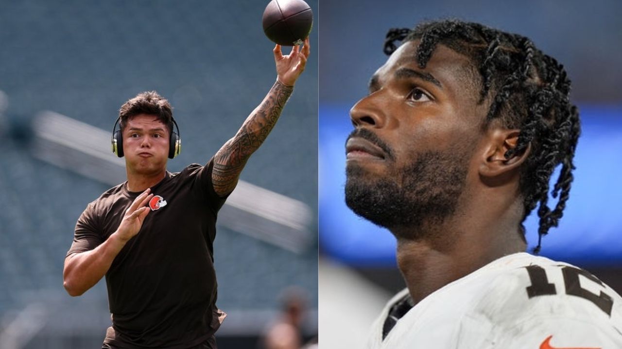 "What a loser" - NFL fans react as Dillon Gabriel seemingly takes a shot at Shedeur Sanders following preseason debut vs. Eagles thumbnail