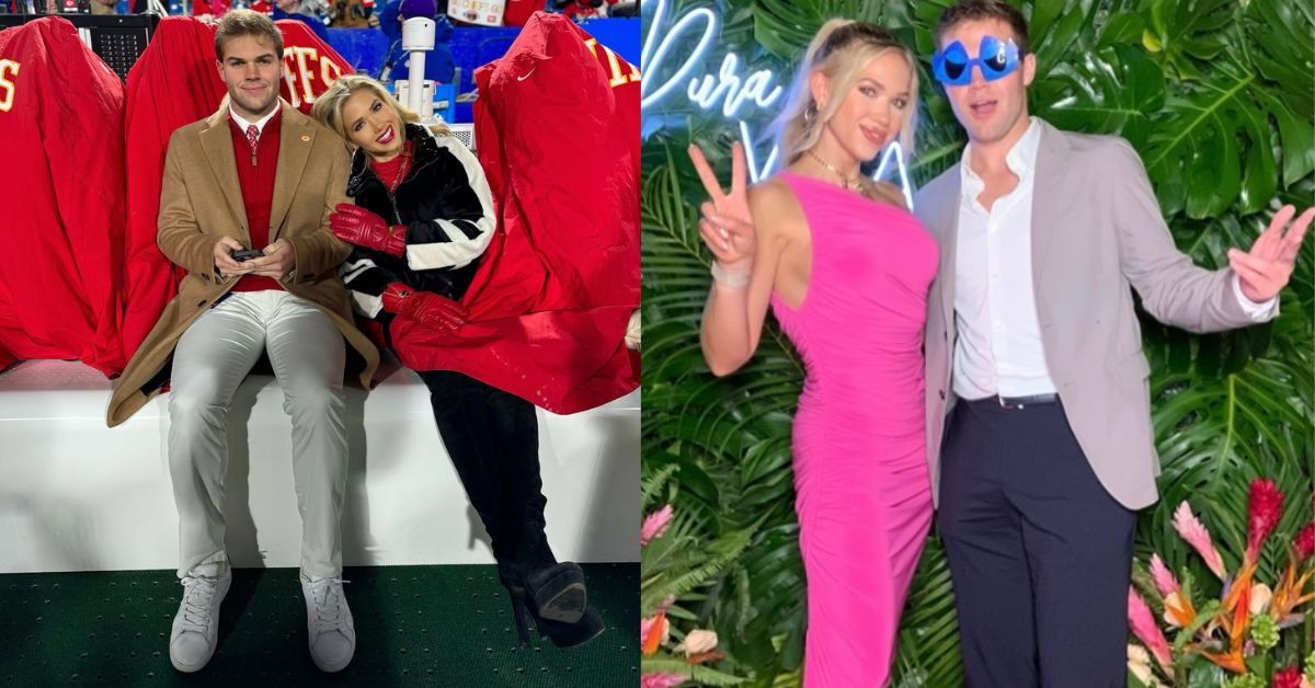 Chiefs heiress Gracie Hunt rocks monochrome mini dress for dinner night with brother Knoble Hunt