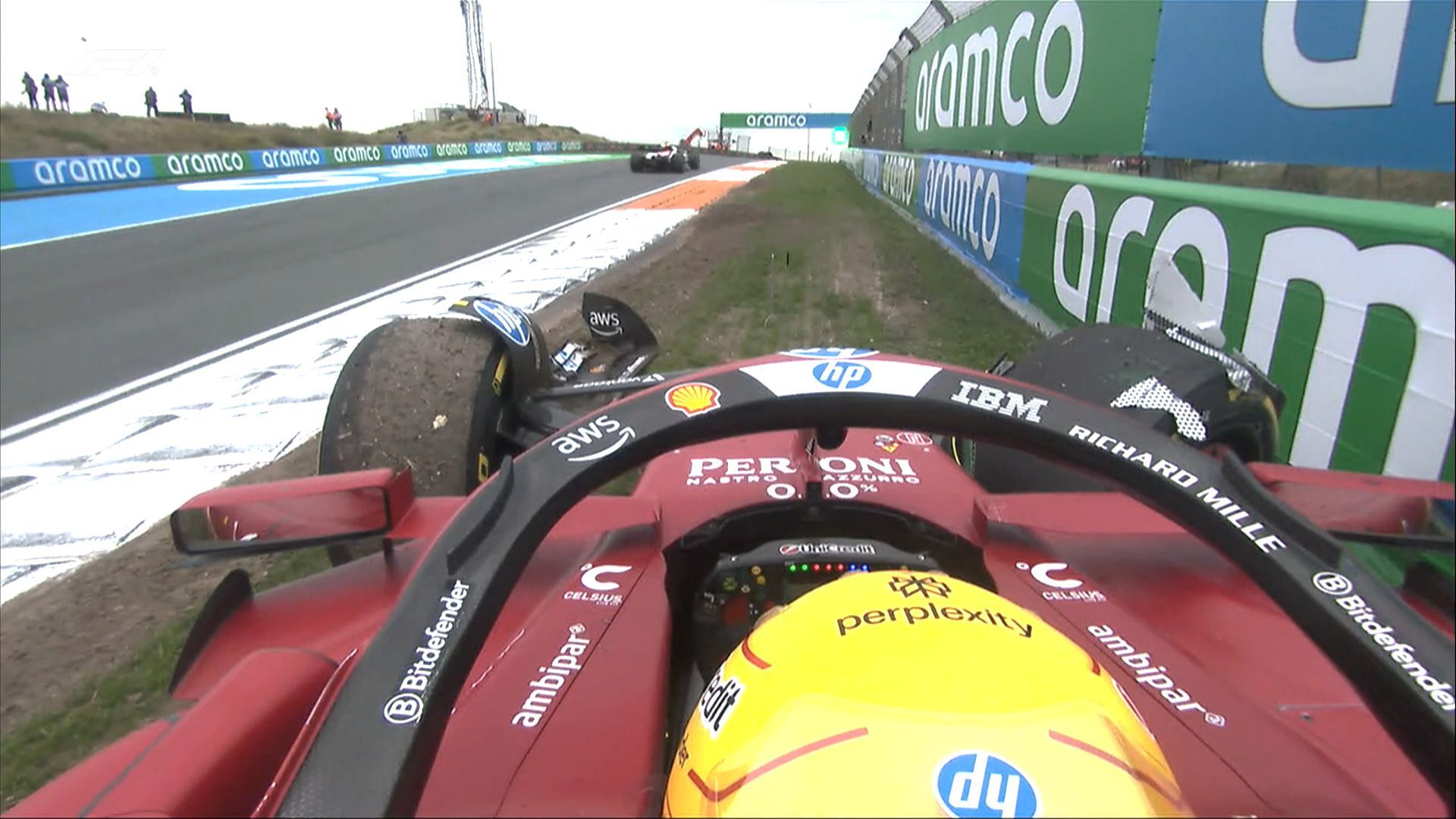 Watch: Lewis Hamilton crashes out of the F1 Dutch GP compromising teammate Charles Leclerc's race