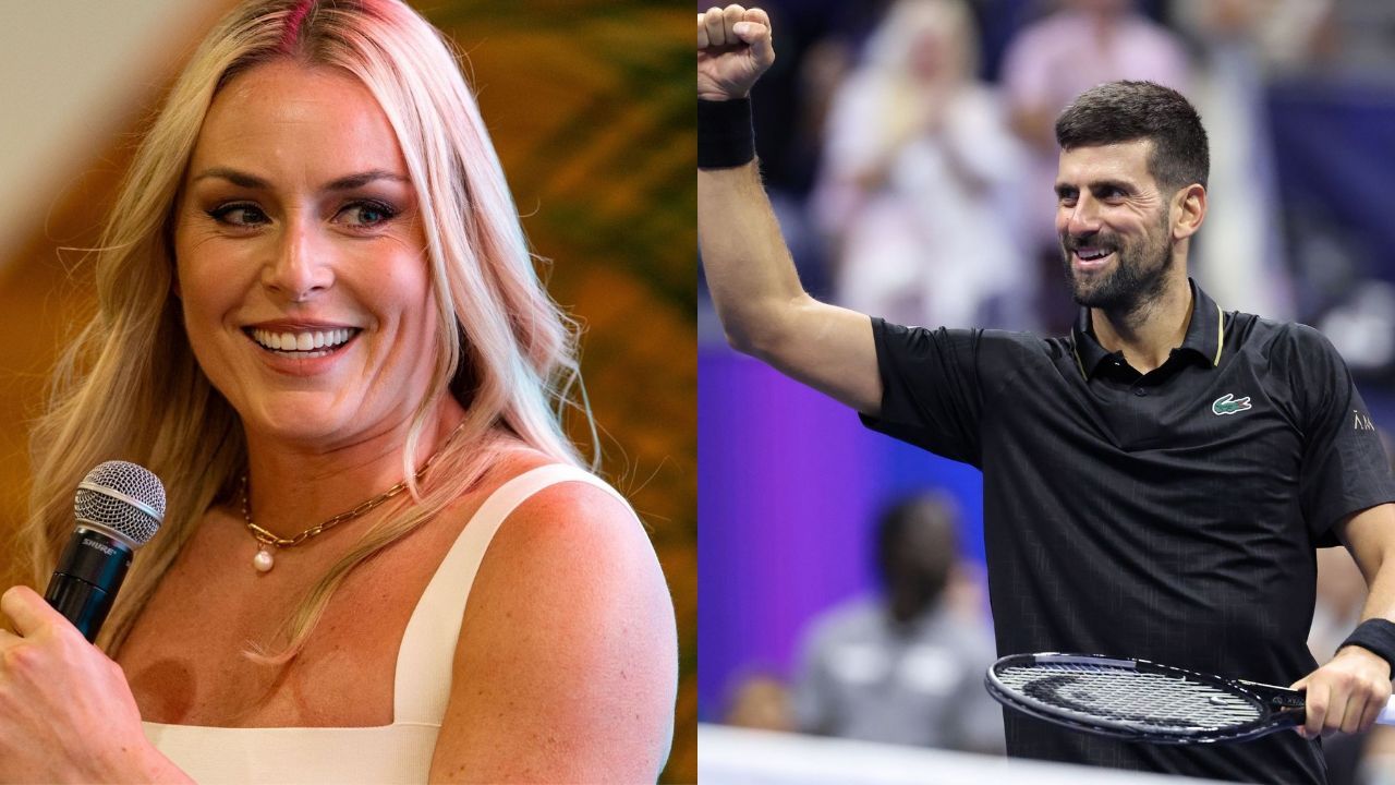 Lindsey Vonn reacts to Novak Djokovic’s third-round win over Cameron Norrie at US Open 