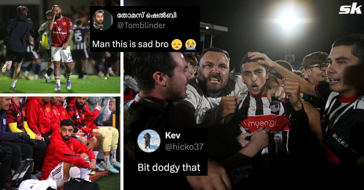 “Man this is sad bro”, “Bit dodgy that” - Fans react to Bruno Fernandes' handling of Bryan Mbeumo during pitch invasion after Manchester United loss