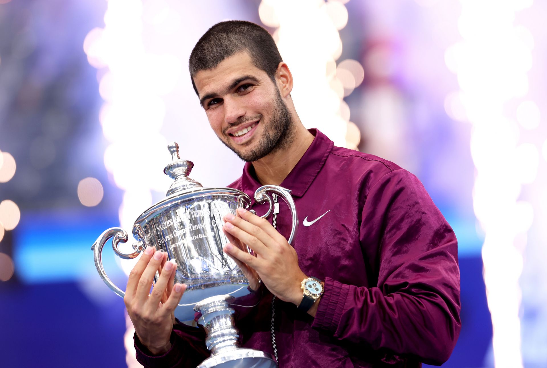 PICTURES: Carlos Alcaraz cuts stylish figure as he shows off luxury Rolex watch in US Open champion's photoshoot