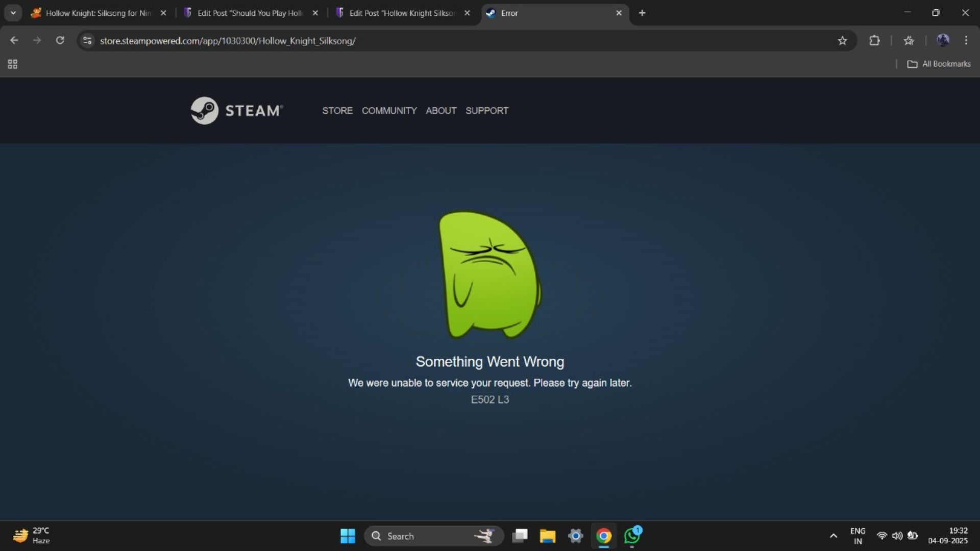 Hollow Knight Silksong crashes Steam: is the storefront back yet?