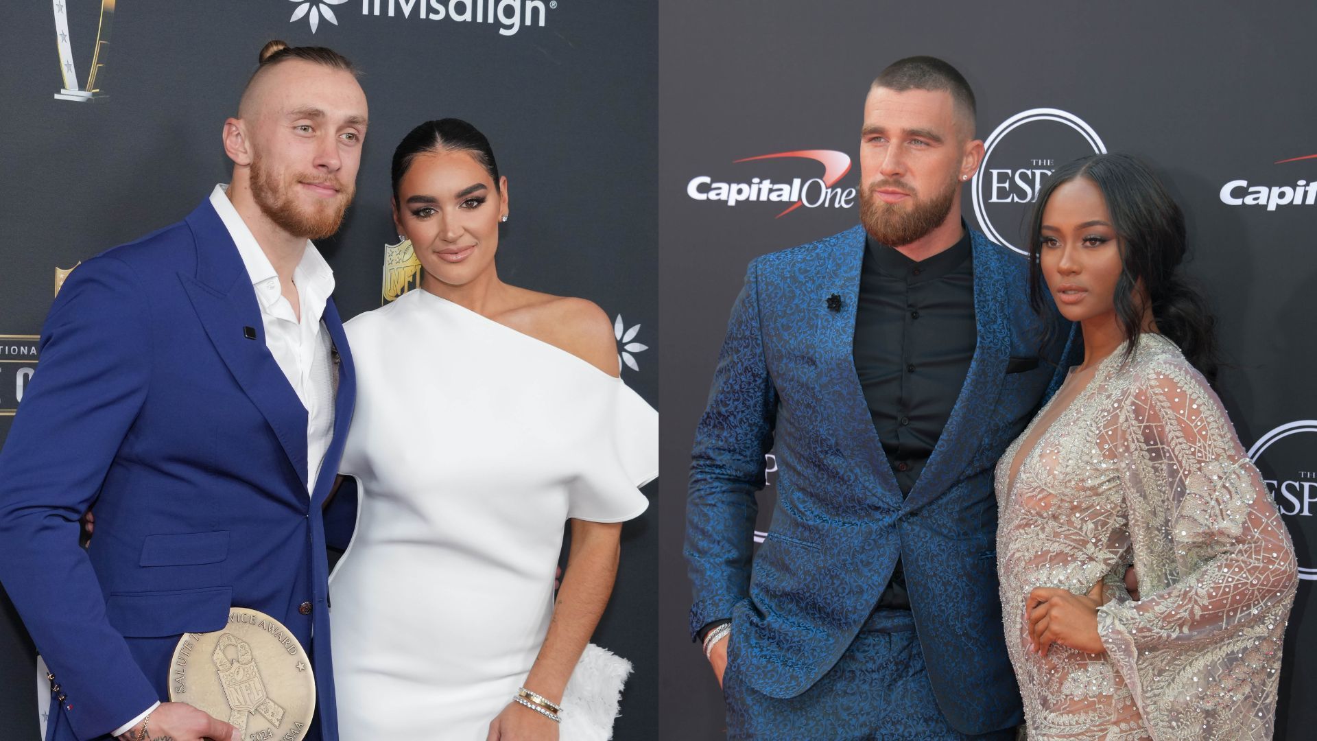 Travis Kelce's ex Kayla Nicole shows interest in George Kittle’s special outfit as 49ers TE announces new podcast with wife Claire