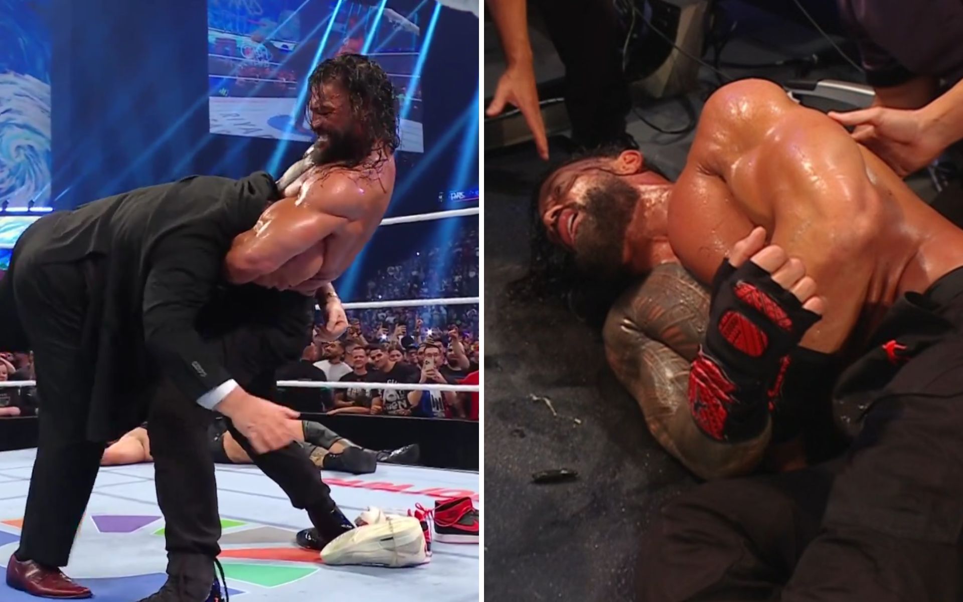Roman Reigns gets brutally attacked & stretchered out in Clash in Paris by 2 stars; Medical personnel called in