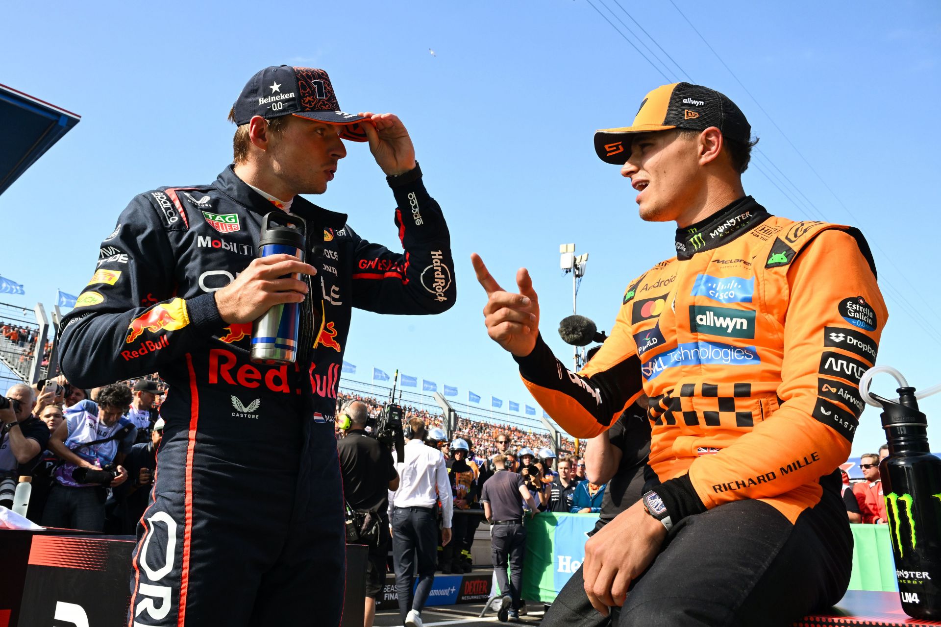 "What's this idiot doing?": Lando Norris rages at Max Verstappen for his first lap maneouvre
