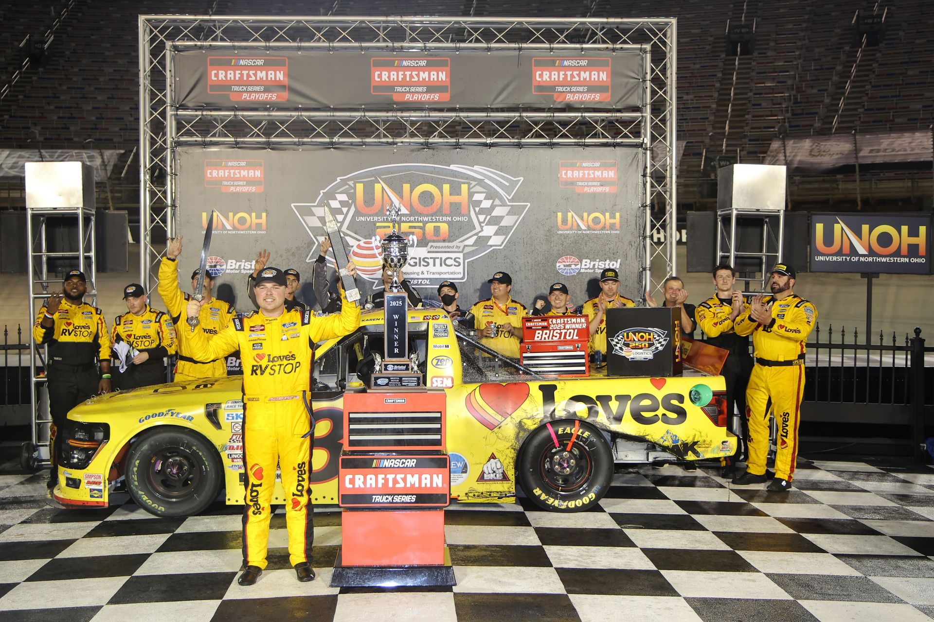 Who won the NASCAR Truck Series race today at Bristol? Full results from the 2025 UNOH 250