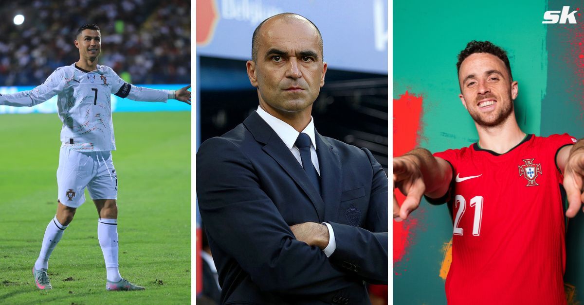 Roberto Martinez reacts to Cristiano Ronaldo scoring in 21st minute as sign of tribute for late Diogo Jota in Portugal's 5-0 win vs Armenia