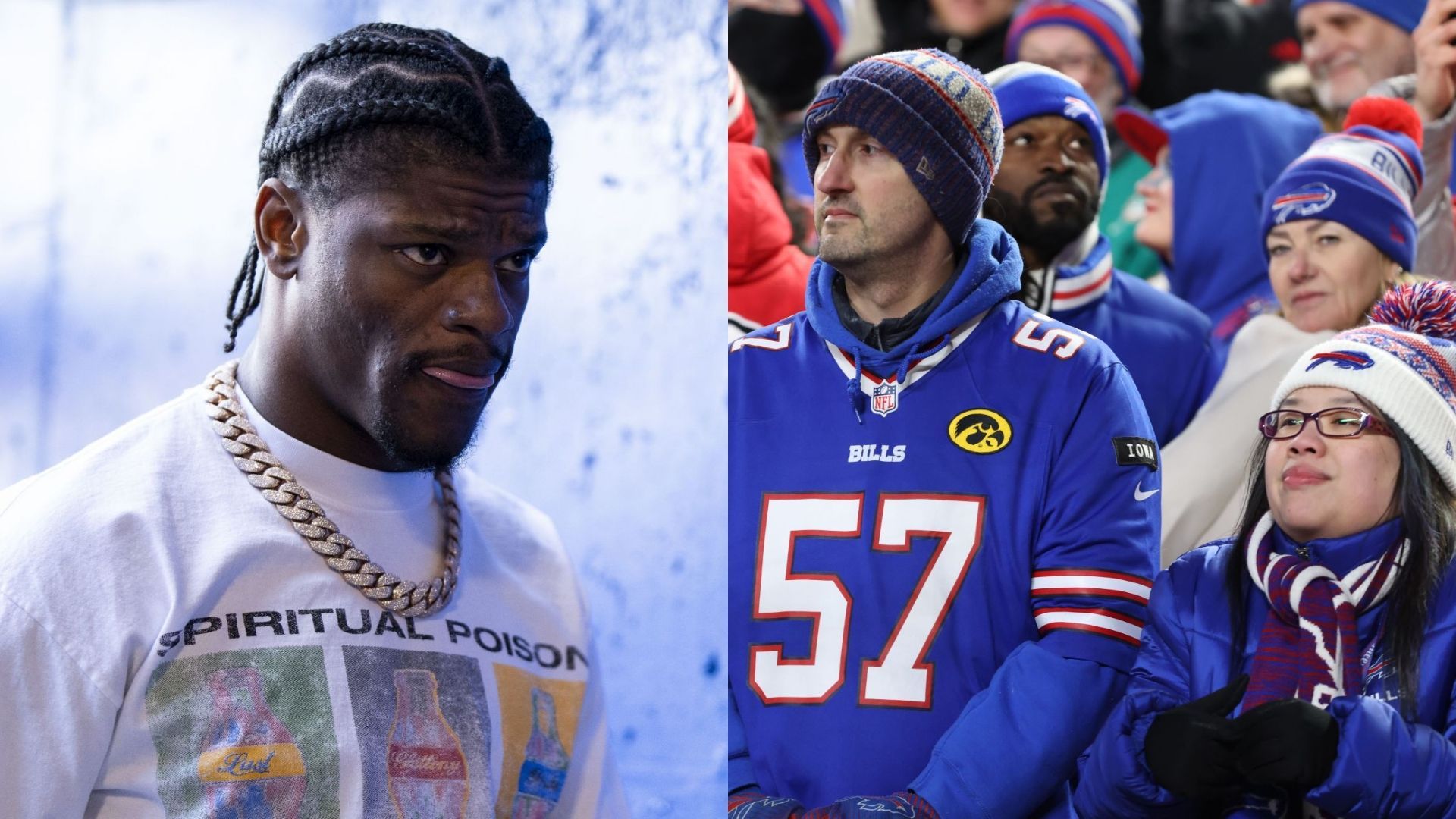 WATCH: Viral video of Lamar Jackson attacking fan in the stands after Ravens QB gets shoved by Bills Mafia during SNF clash
