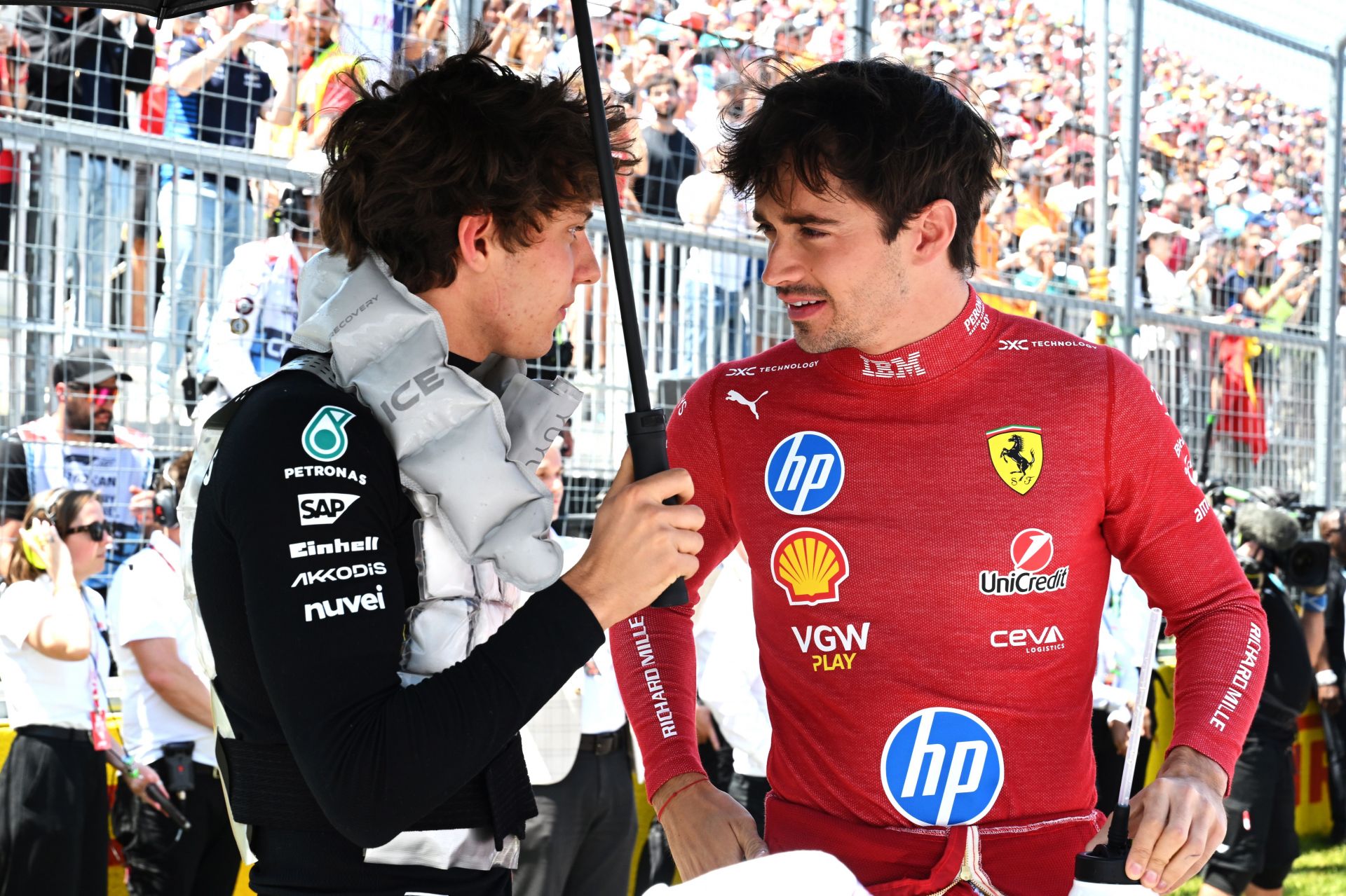 Charles Leclerc likes the social media post of Kimi Antonelli apologising to him