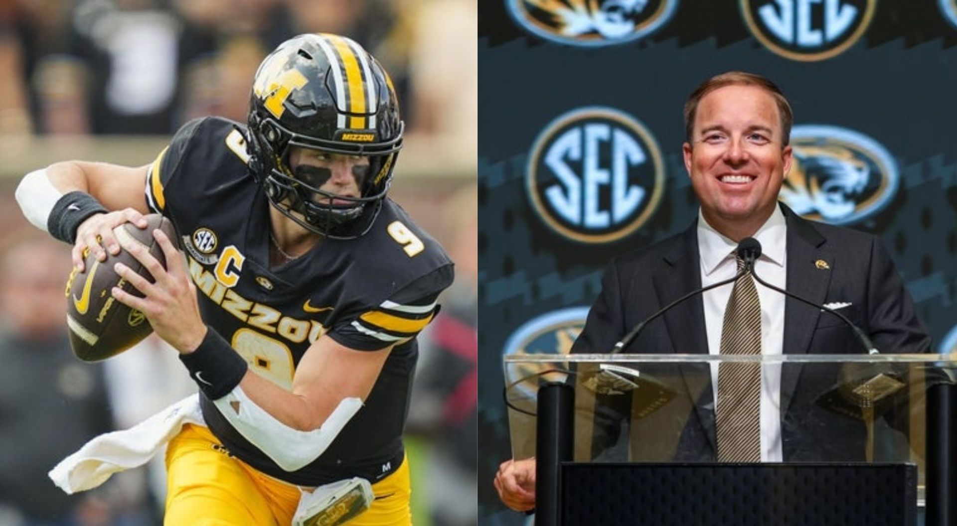 "At least he's aware," "He’s the best thing to happen": CFB fans react to Mizzou HC Eliah Drinkwitz's wholesome moment during Beau Pribula's interview