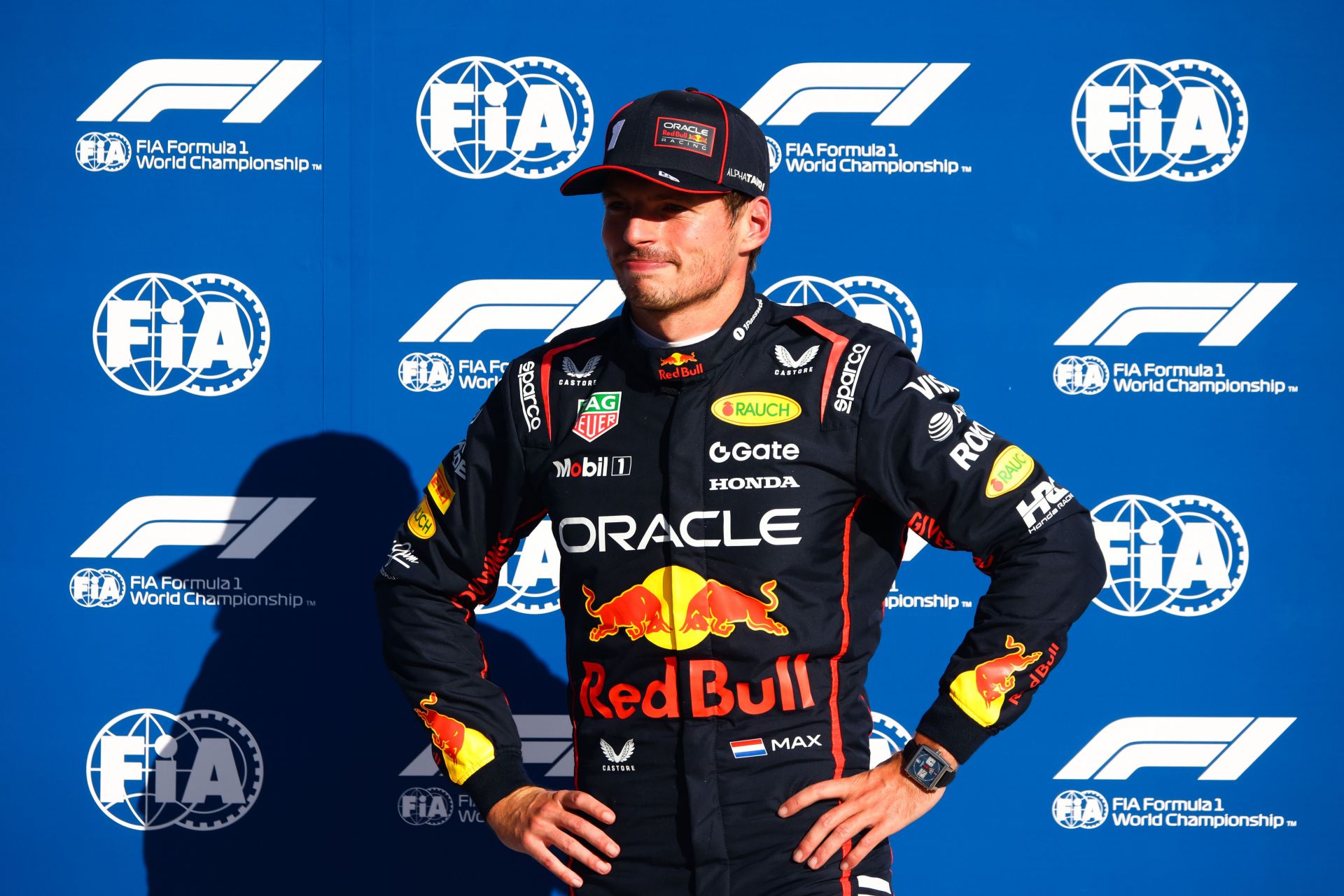 Max Verstappen reacts to securing pole position for F1 Italian GP by beating the McLaren duo of Lando Norris and Oscar Piastri