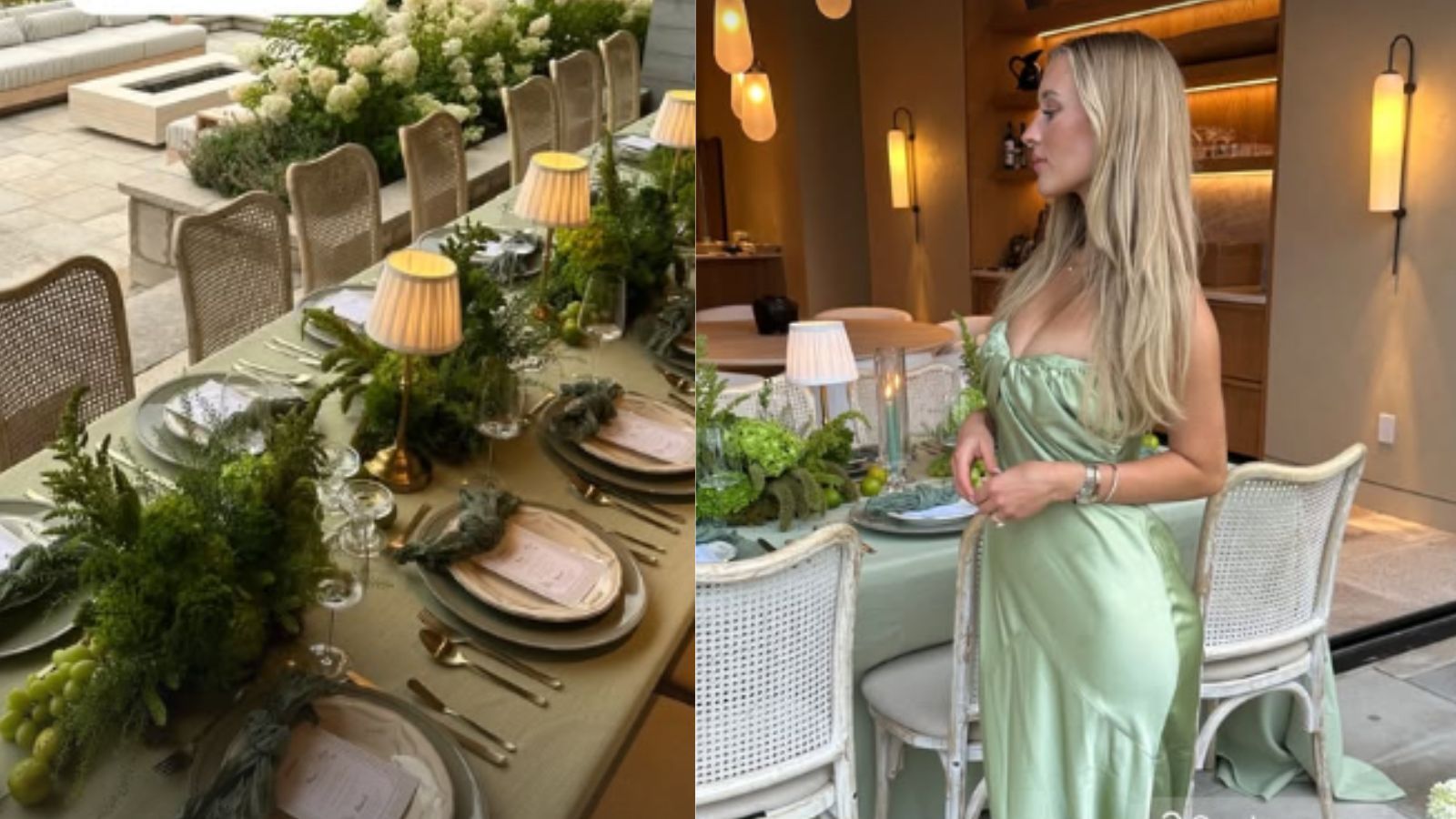 Connor McDavid's wife Lauren turns heads in a $290 sage green gown as she hosts end of summer basil-themed party