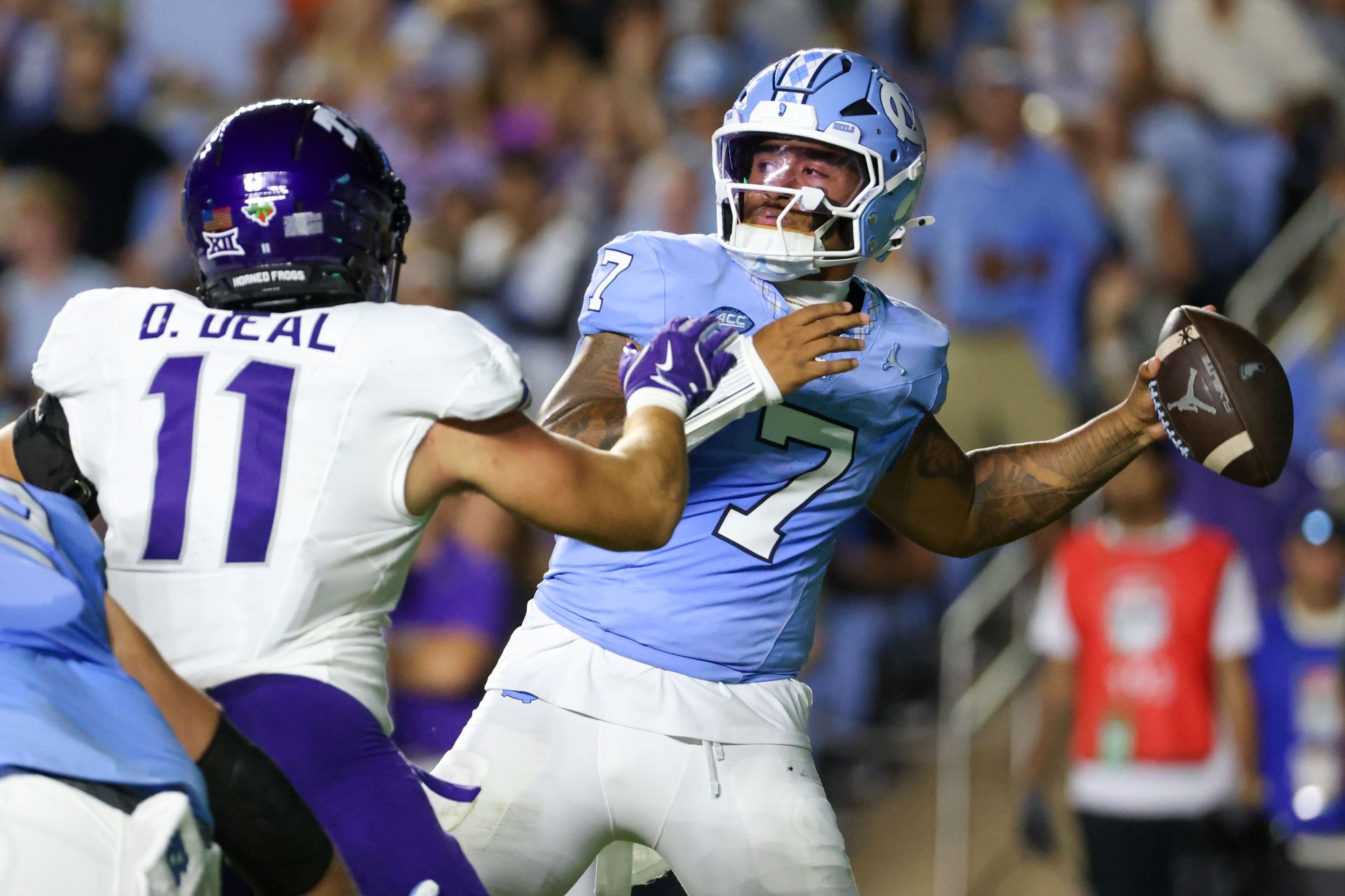 "Worst QB ever seen," "Pathetic": CFB fans roast UNC's Gio Lopez as he gets benched after struggling mightily in season opener vs. TCU