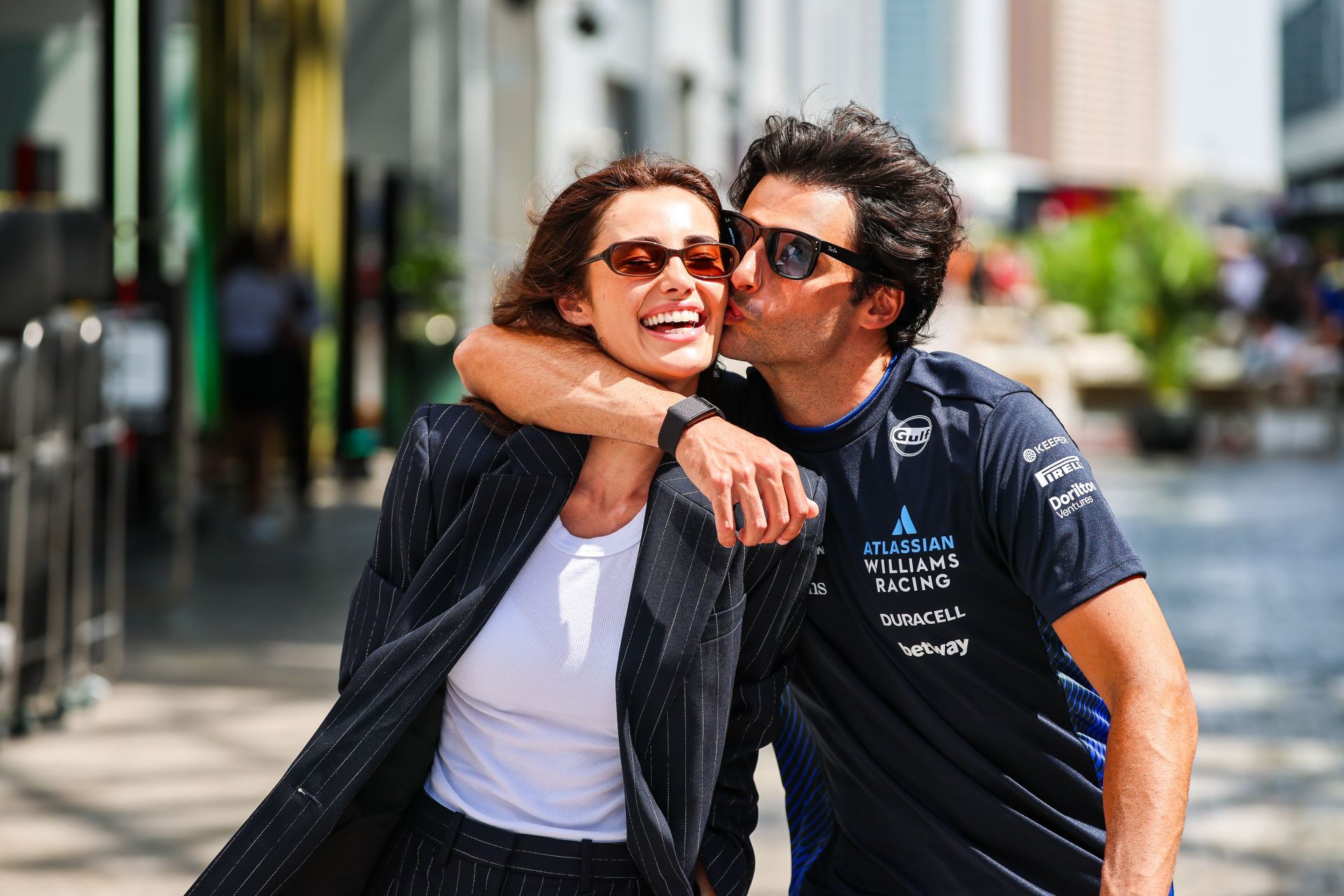 Rebecca Donaldson shares a clip celebrating Carlos Sainz's birthday with the Williams driver