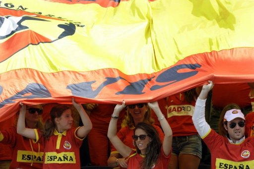Spanish supporters cheer Spanish supporters cheer