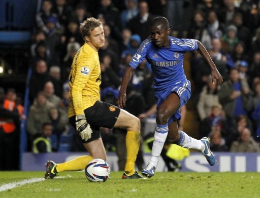 Ramires made the game safe four minutes from the end, rounding Lindegaard, and slipping the ball into the net Ramires made the game safe four minutes from the end, rounding Lindegaard, and slipping the ball into the net