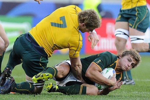 Springboks' upcoming star Patrick Lambie (R), seen here during a match against Australia, in 2011 Springboks' upcoming star Patrick Lambie (R), seen here during a match against Australia, in 2011