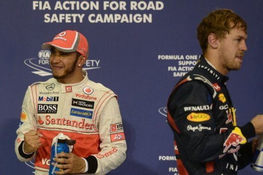 Hamilton (L) will be looking to keep out Sebastian Vettel (R), who has recorded four consecutive wins Hamilton (L) will be looking to keep out Sebastian Vettel (R), who has recorded four consecutive wins